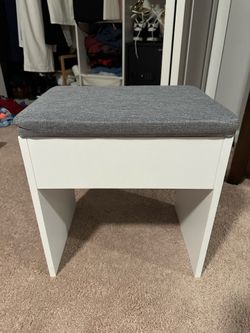 White Stool with Gray Cushion