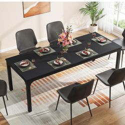 Tribesigns Black Dining Table for 6-8 Person, 78 inch Large Long Rectangle
