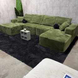 Green Sage Boneless UShape Modular Sectional Sofa