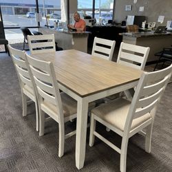 New White Dining Kitchen Table Set 