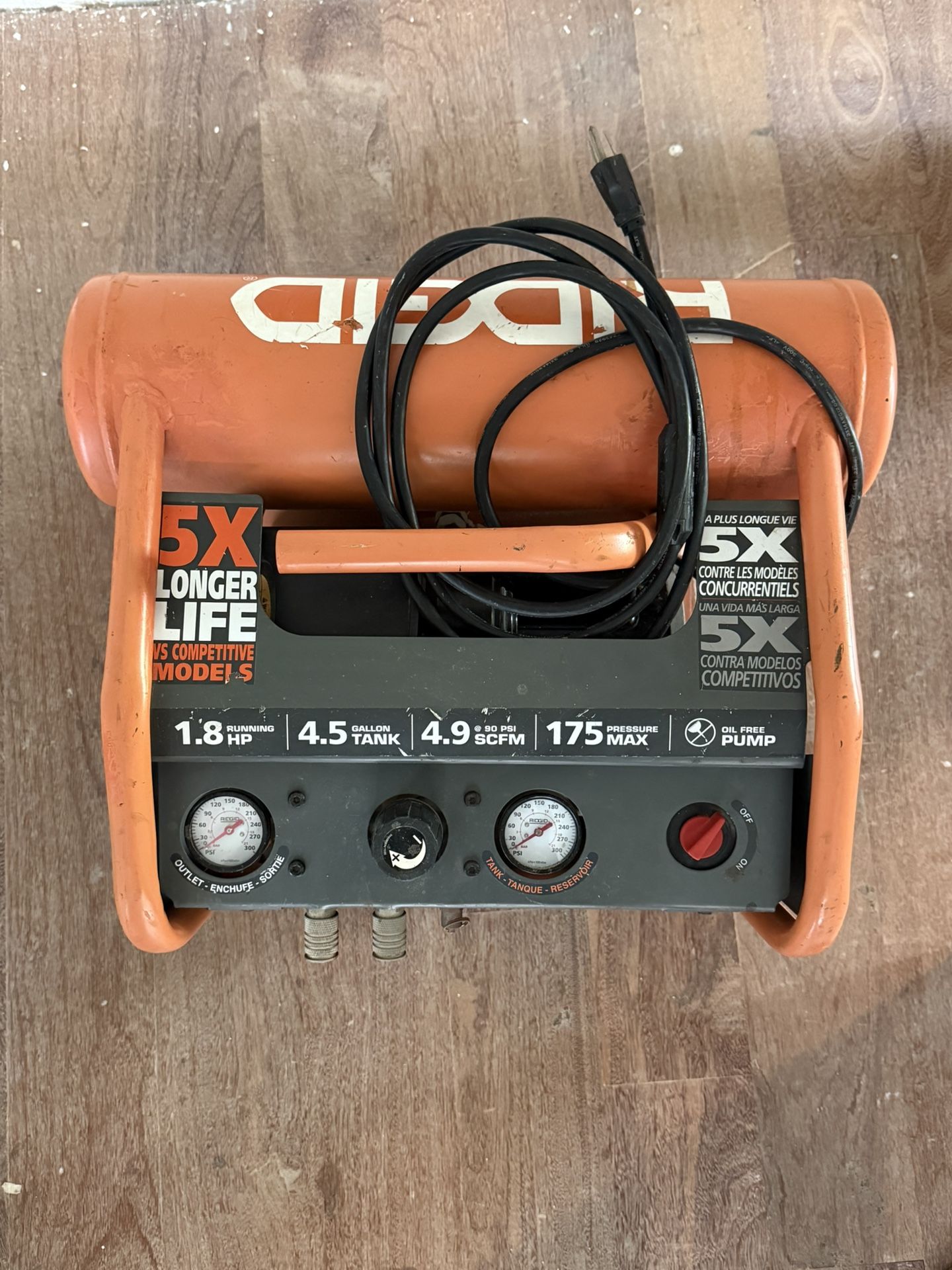 Rigid Electric Air compressor 4.5 Gallon