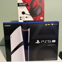 PlayStation 5 Pro pS5 With Hyper X Alpha Gaming headset 