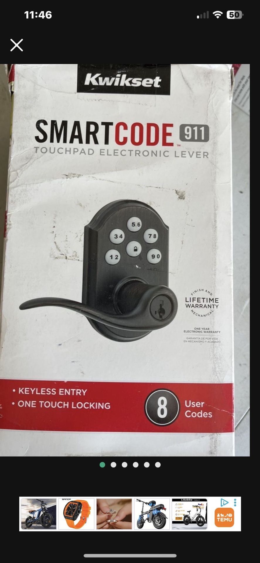 Z-Wave SmartCode Venetian Bronze Keypad Electronic Tustin Door Lever Featuring SmartKey Security