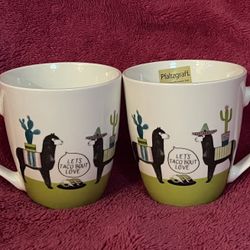 Pfaltzgraff Llama Let’s Taco ‘Bout Love 18oz Coffee Tea Mug Set Of 2 NEW!