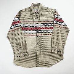 Vintage Western Mens Button Down Shirt Aztec Size L
