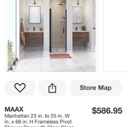Manhattan Shower Door Frameless Pivot 23-25 in w x 68 in h