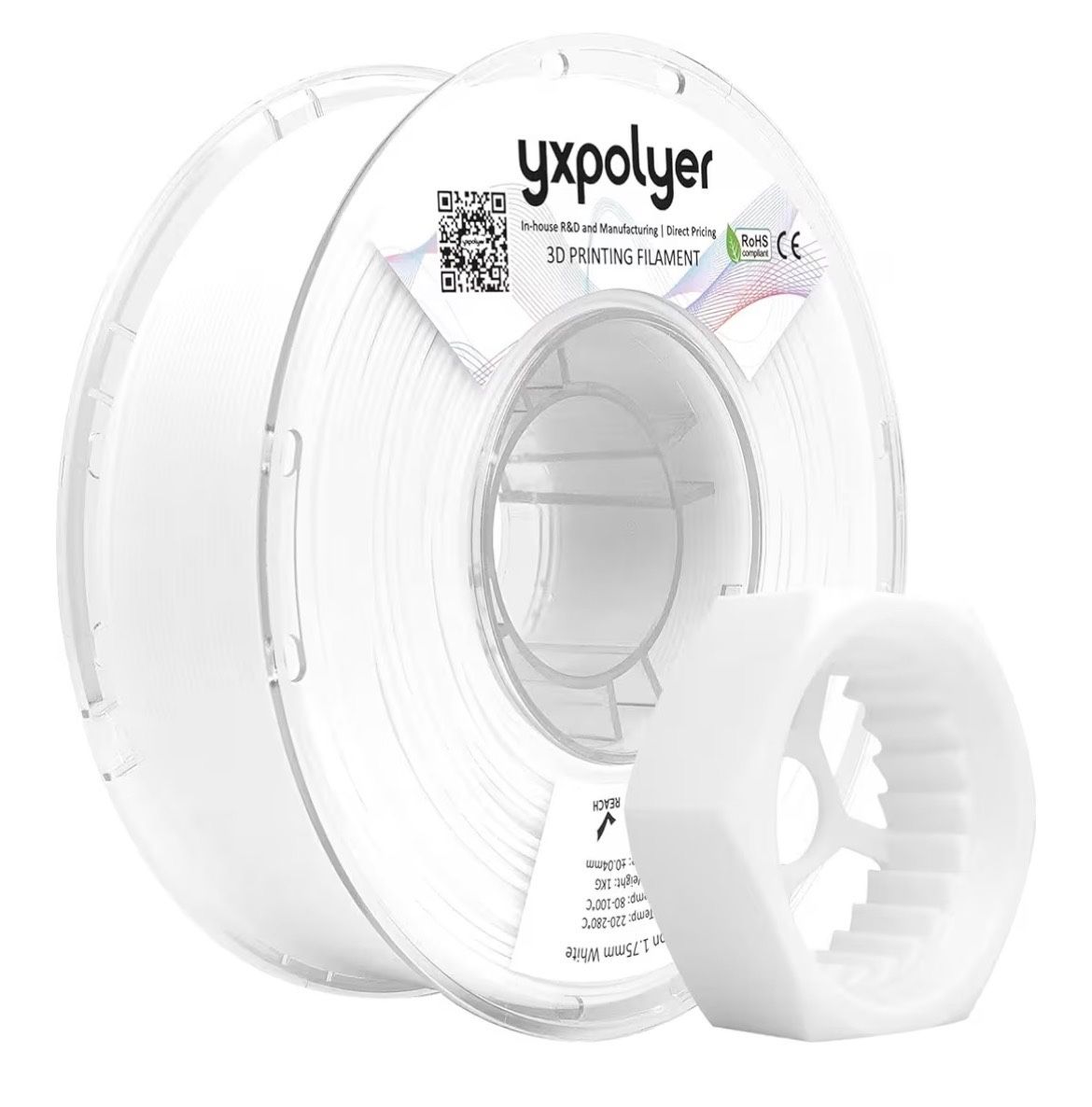NEW YXPOLYER 3D Printer Filament Nylon Filament PA6 2.2 lbs 1kg White Nylon with Heat-Resistant AMS-Compatible Spool, 3D Printing Filament Easy PA 1.7