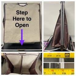 2 Compartment Hands Free Step On Hamper with Handle. Removes from frame if needs cleaning