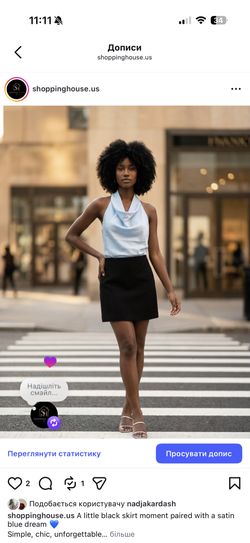 A little black skirt moment paired with a satin blue dream 💙 Simple, chic, unforgettable. Sizes:S/M/L Price:30$