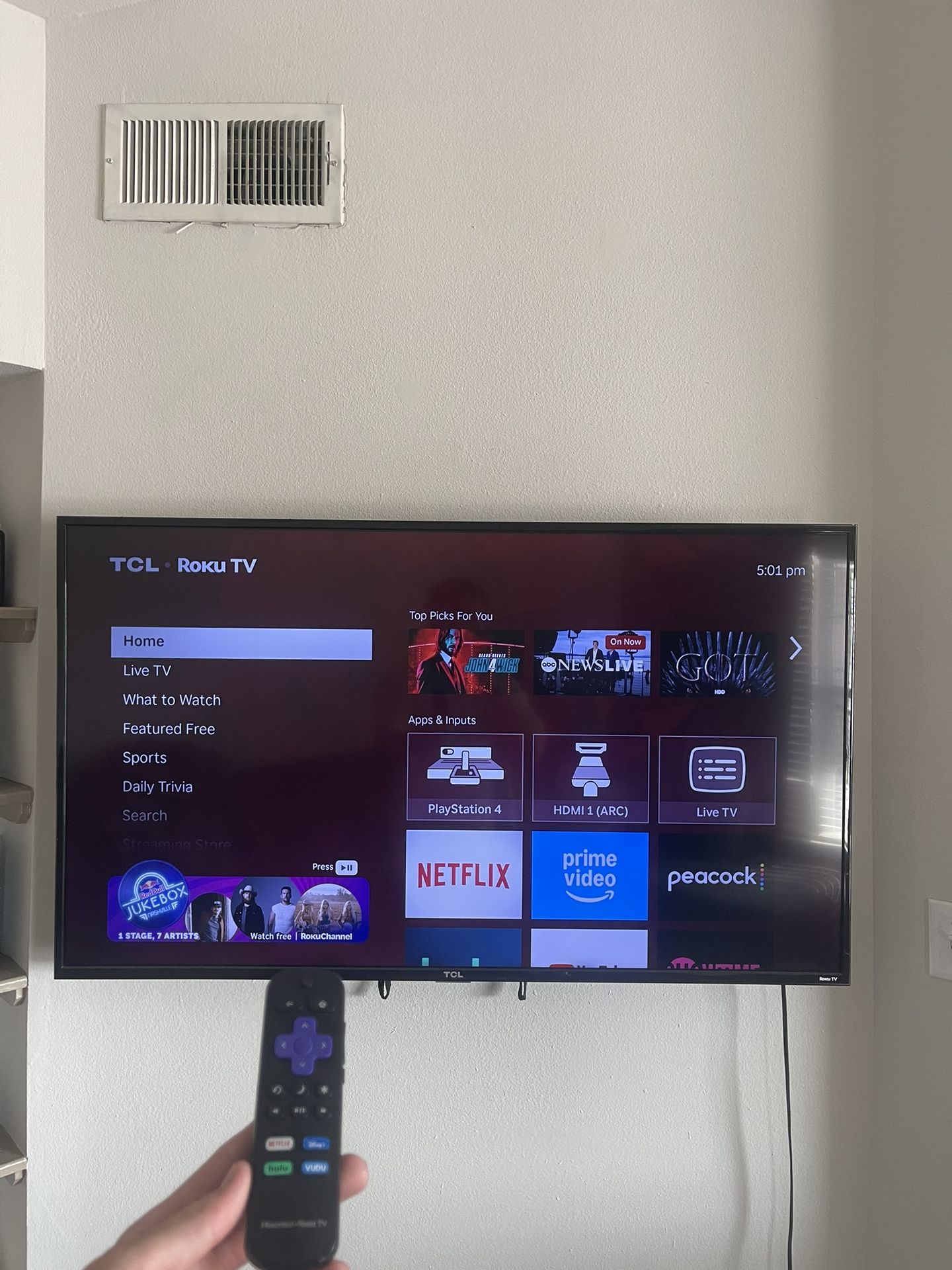 TCL 55in Smart TV With Wall Mount