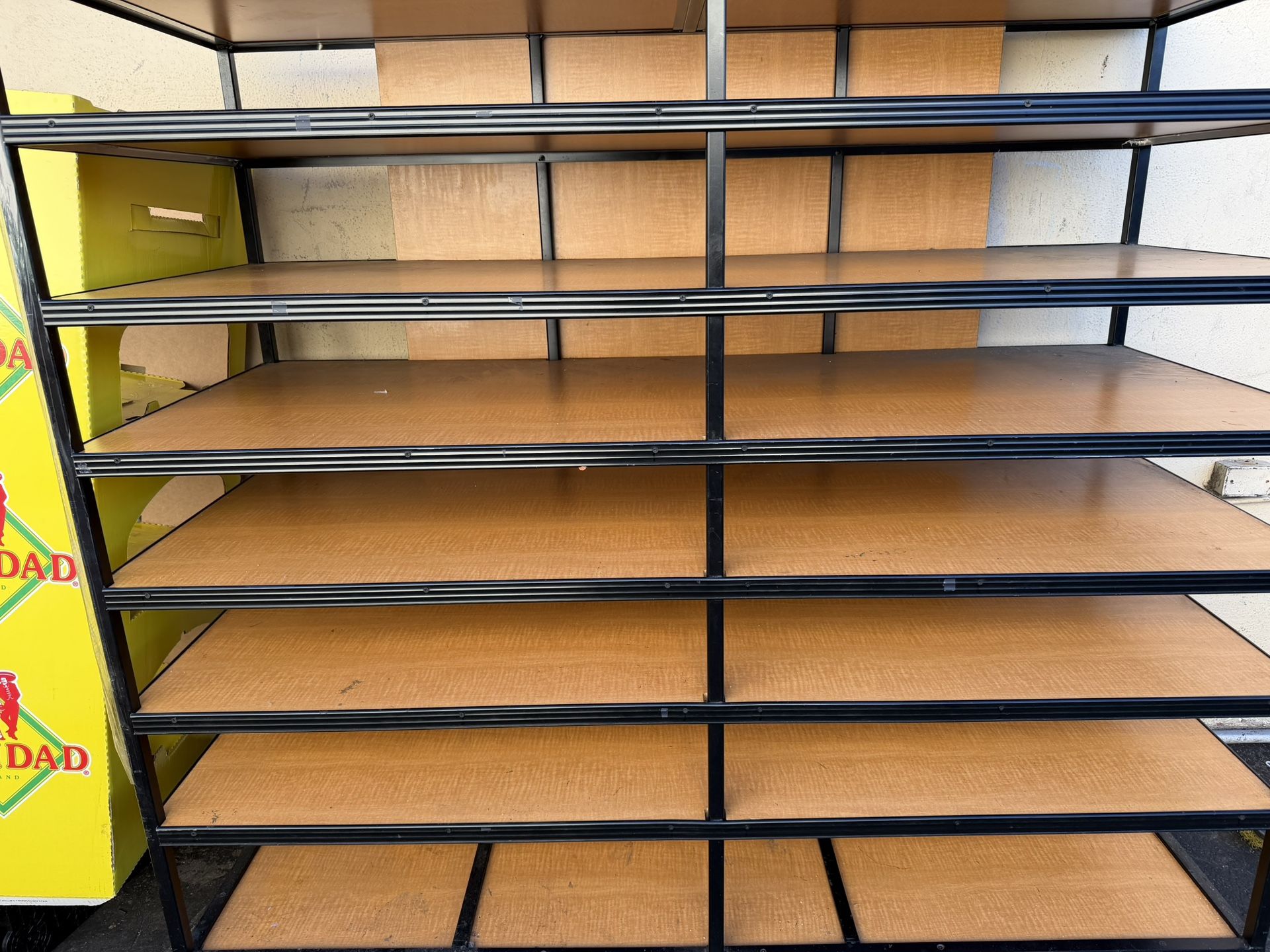 6 Foot Wooden Shelf With Rolling Wheels At The Bottom