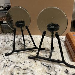 Pair Of Tea Light Candle Holders With Glass Diffusers