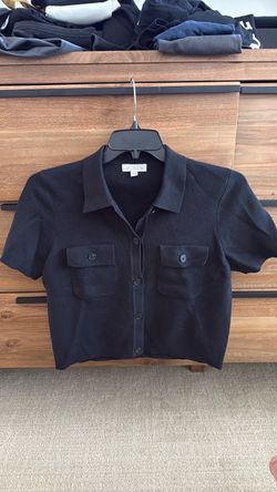 J.Crew Black Knit Button-Up Crop Top Size Medium