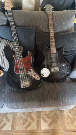 Bass guitar and electric guitar