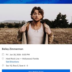 2 Tickets Bailey Zimmerman Hardrock 