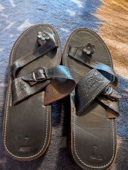 Dark Brown Leather Sandals Size 7