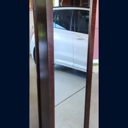 REDUCED: 6 Ft Hardwood Mirrored Swiveling Shelf Storage Unit