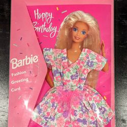 Barbie Fashion Greeting Card - Happy Birthday Floral Dress 1994 New Vintage Mattel