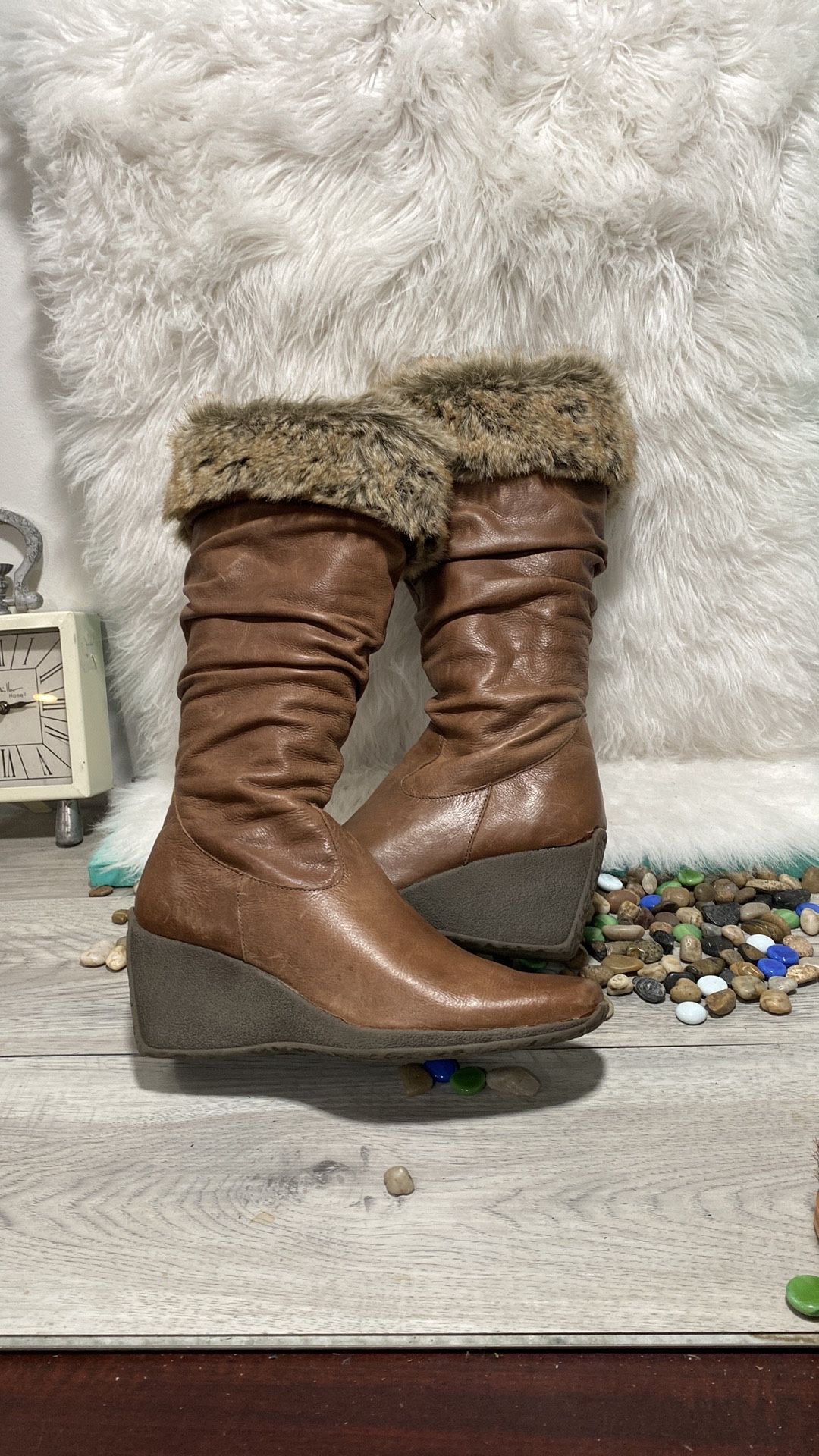 STYLE & CO. WOMEN'S BOOTS FUR TOP SIZE 8.5M