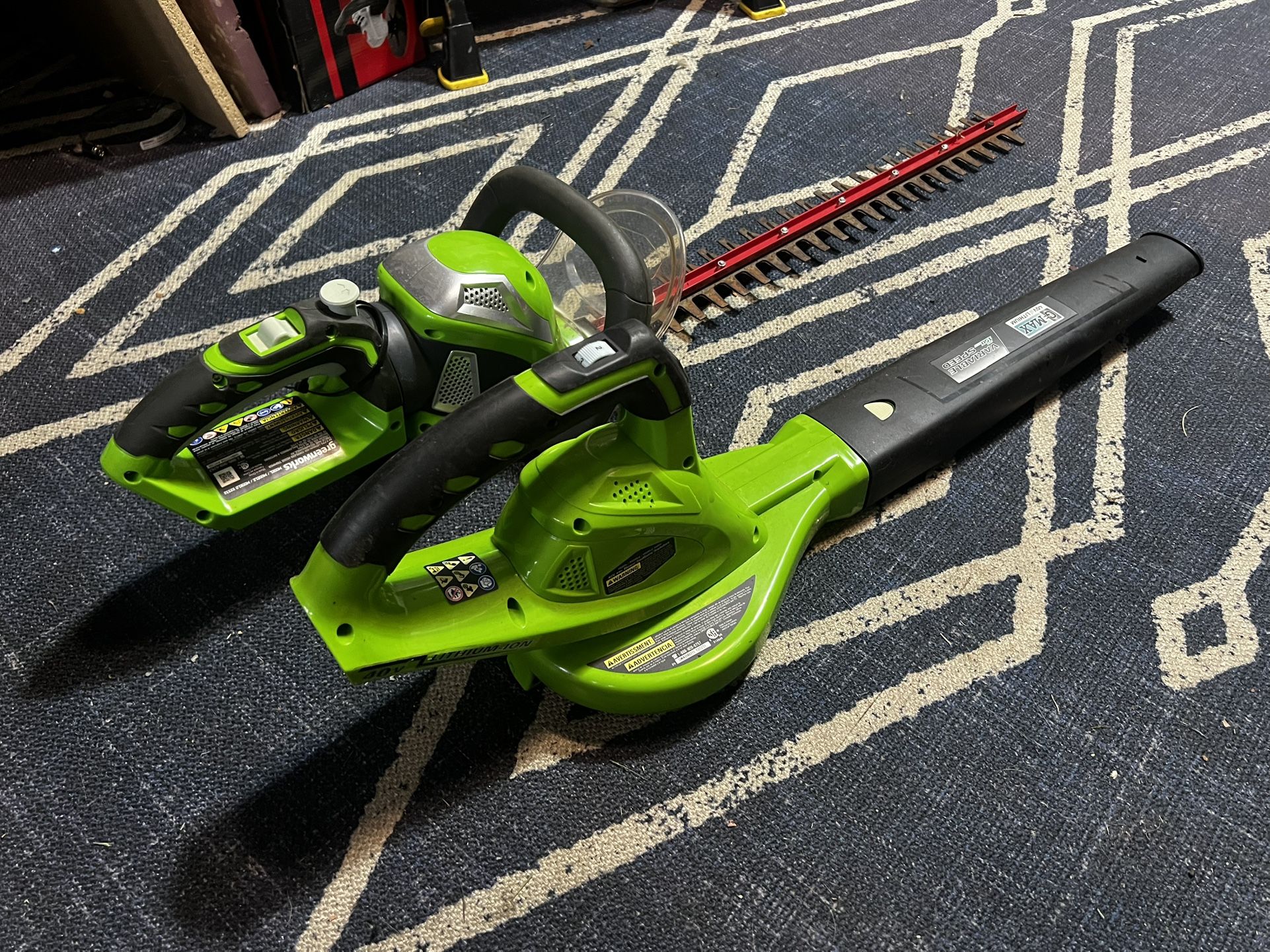 Greenworks Leaf Blower and Hedge Trimmer