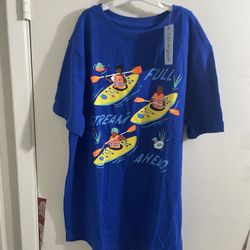 Blue Kids Shirt with Kayak Print Cat & Jack NWT Boys XL Size Fun Colorful Tee