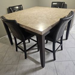 Marble Wood Dining Room Set