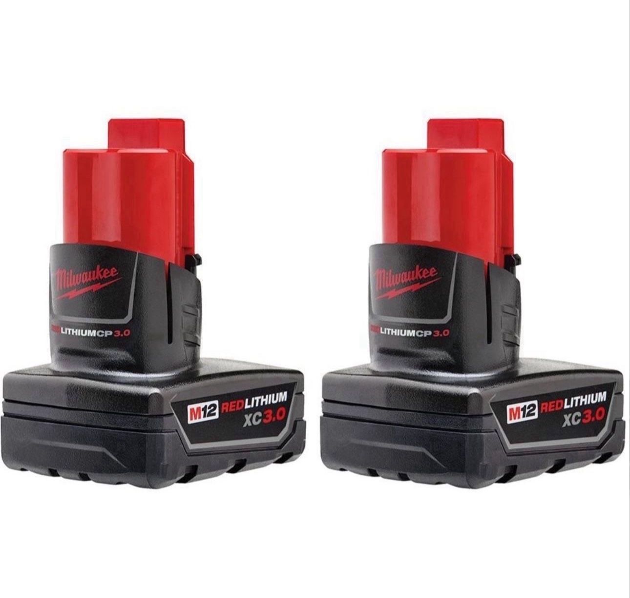 New - Milwaukee M12 12-Volt Lithium-Ion XC Extended Capacity 3.0 Ah Battery Pack (2-Pack)