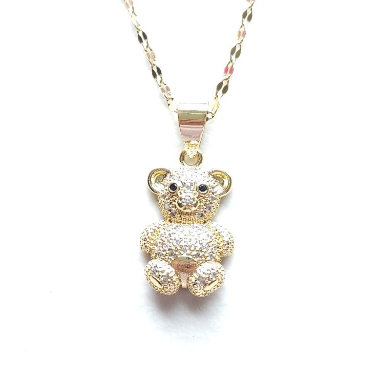 Necklace chain with bear pendant gold plated