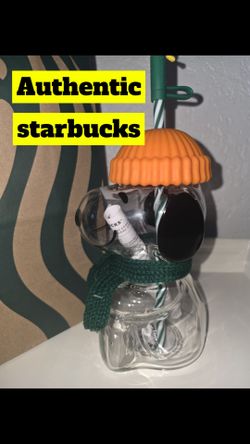 Starbucks Glass Snoopy Cup with Straw