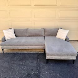 Gray West Elm Right Hand Facing Sectional Couch Sofa