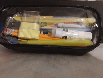 Plastic Pouche With School Supplies 