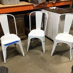 White Metal Indoor/outdoor Dining Chair - Set Of 3