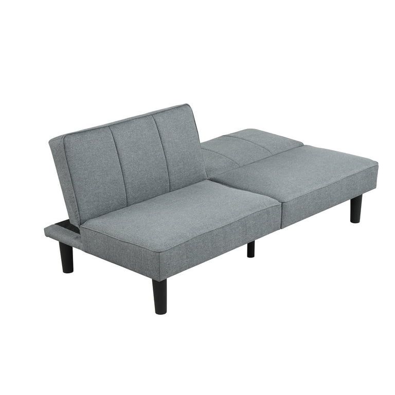 66" Studio Futon, Gray Linen Upholstery