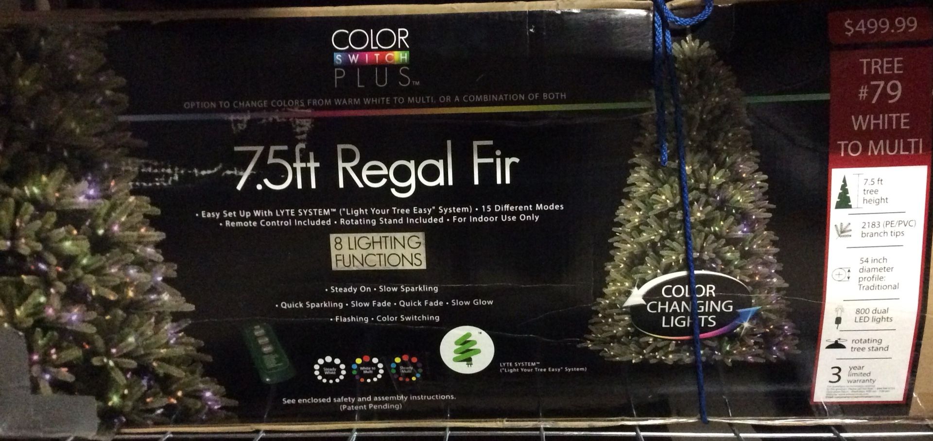 Christmas Tree Color Switch Plus 7.5ft REGAL FIR Christmas Tree used for 1 year in 2017