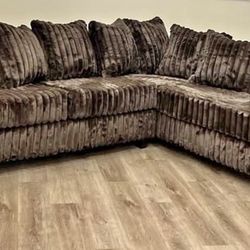 Chocolate Fabric Sectional . Brand New.