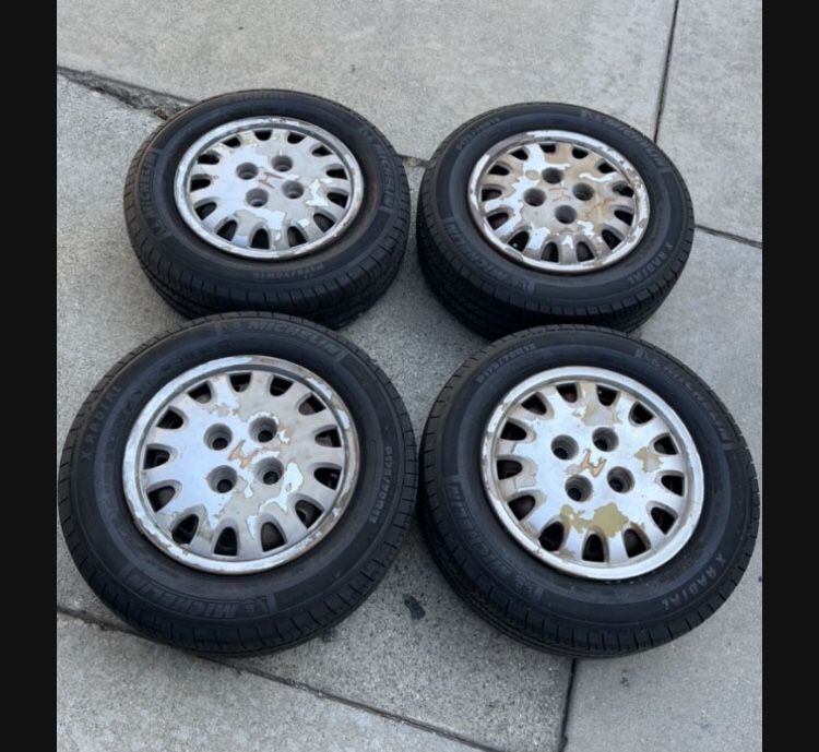4 — 175/70r13 4x100 4x3.94 Stock Civic Honda Wheels Rims good Treads Tires!