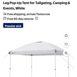 Ozark Trail 10x10 Instant Pop Up Canopy Tent with Simple Push Setup – Straight Leg Pop-Up Tent for Tailgating, Camping & Events, White