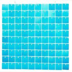 LANGXUN 24pcs Mermaid Blue Square Sequin Shimmer Wall Backdrop Panels, for Birthday Party Decoration, Wedding Decoration, Graduation Decorations and B