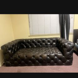 Leather Couch and Foot Stool