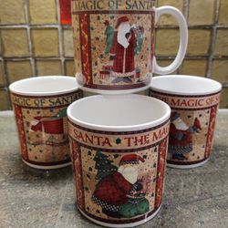 Vintage Sakura Santa Mugs