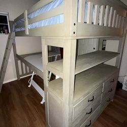 Loft Bed With Bookcase And Dresser