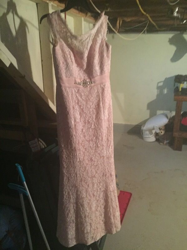 Size 8 bridesmaid /evening gown - pink and lace