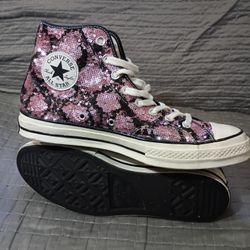 Converse Chuck 70 High Top Snake Pattern - Light Pink And Black - Women's Size 12 And Mens Size 10