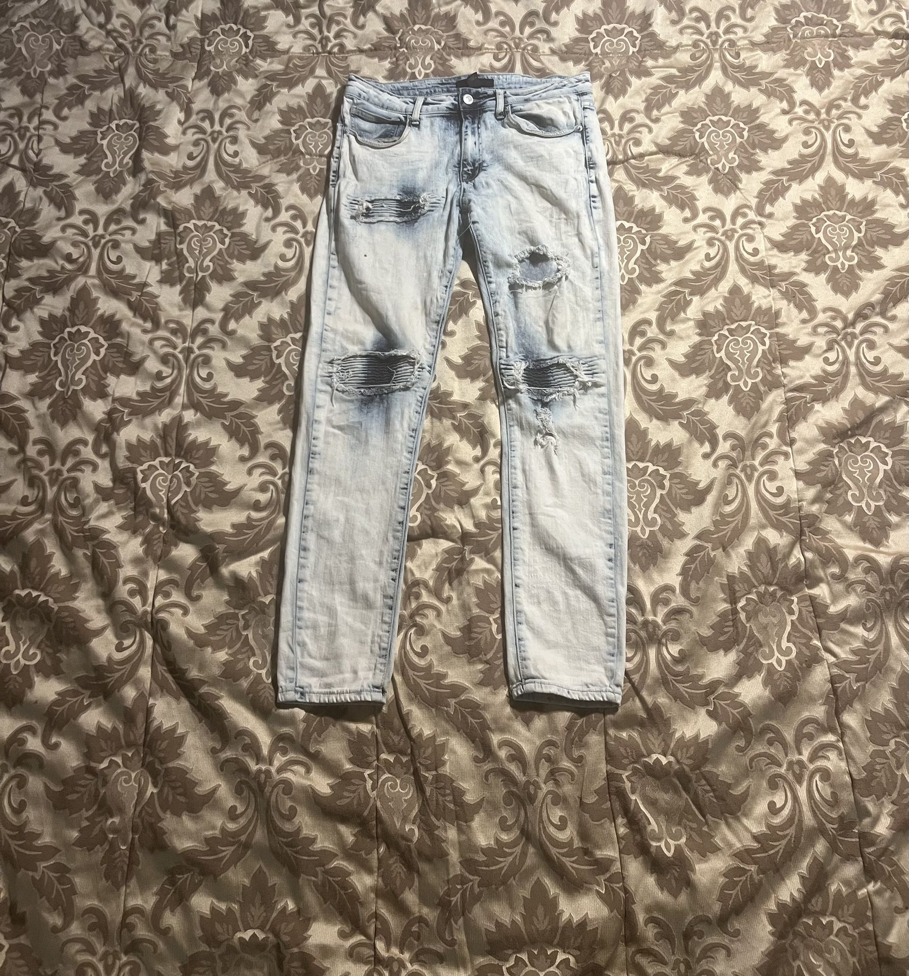 Straight Cut Distressed Jeans