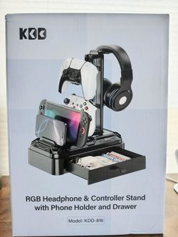 Brand New KDD RGB Headphone & Controller Stand w/ Phone Holder + Drawer