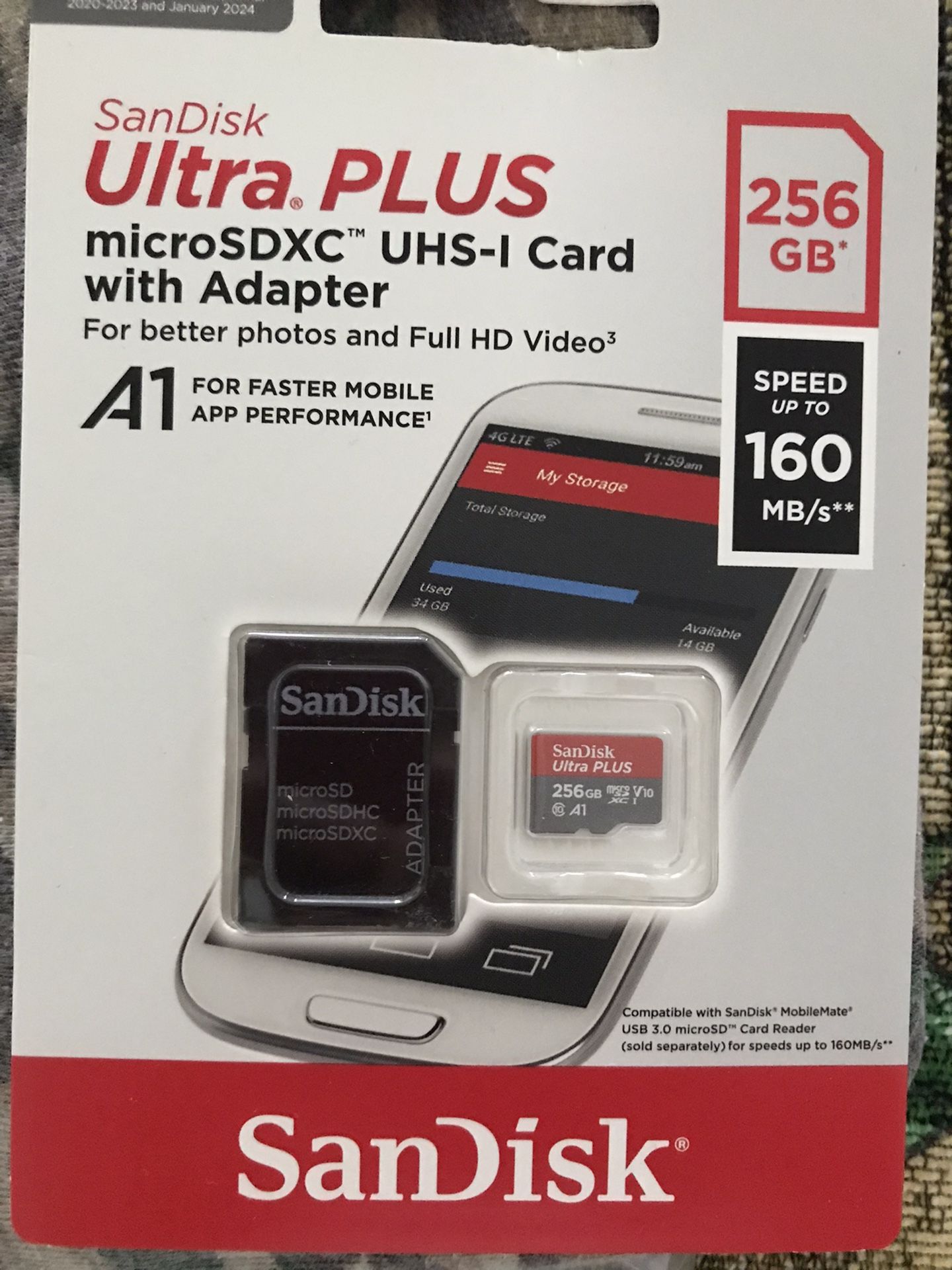 SanDisk 256GB Ultra microSDXC UHS-I Memory Card with adapter