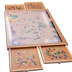 1000 Piece Puzzle Board with Drawers and Cover - Portable Wooden Jigsaw Puzzle Tray with Drawers, Solve Station & Sturdy Table - Be in Control with a 