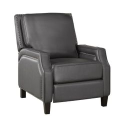 Brand Nrew Gray Faux Leather Push Back Manual Reclining Chair