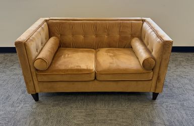 Modern Camel Velvet Loveseat