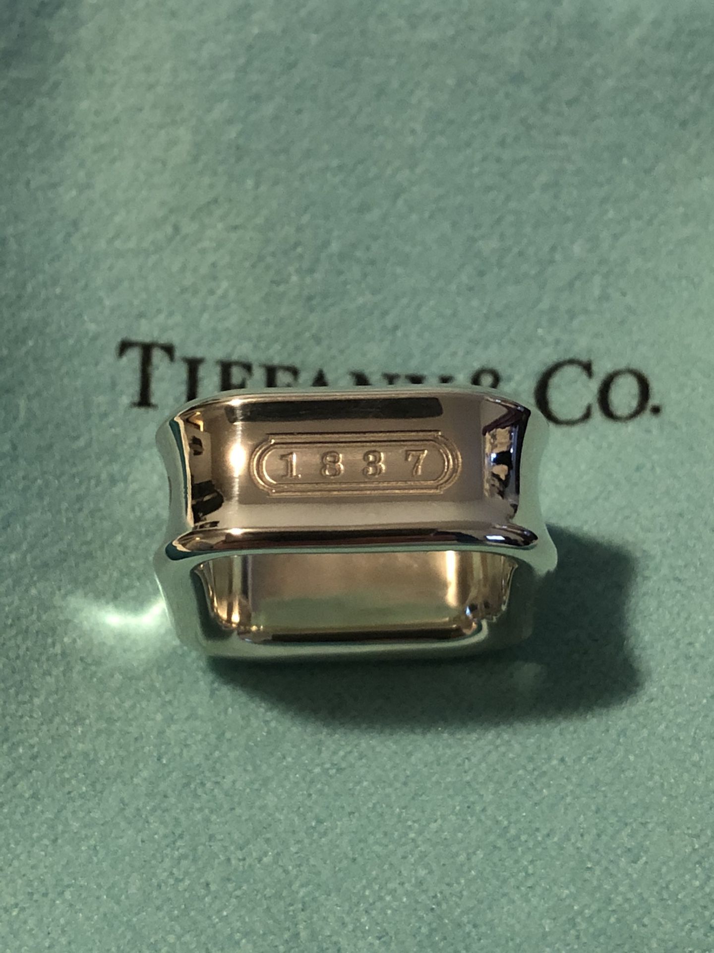 Authentic Tiffany & Co. 1837 cushion ring sterling silver
